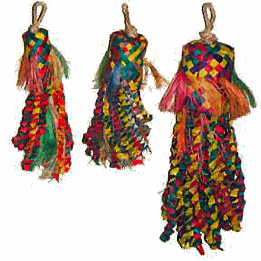 Vibrant Med Octopus-Planet Pleasures toy made of colorful palm leaf strips, perfect for medium birds to shred and enjoy.