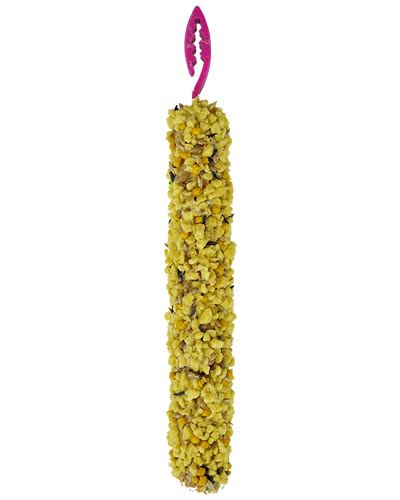 Delicious Smakers Egg Canary Treat Sticks by A&E Cage Co., featuring two vibrant, natural treat sticks for birds.