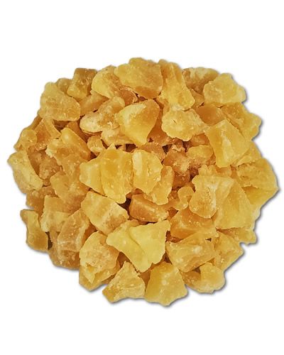 Vibrant, juicy pineapple chunks arranged neatly, offering a sweet, tropical treat perfect for birds or foraging fun.