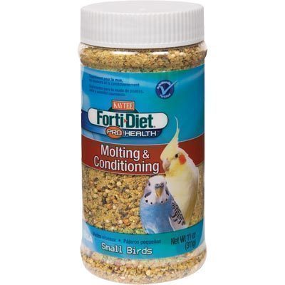 Vibrant Kaytee Molting and Conditioning supplement for small birds, packed with nutrients to boost color and health.