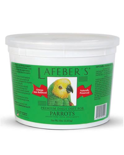 Vibrant 5lb bag of Lafeber's Premium Parrot Pellets, packed with colorful, nutrient-rich pellets for your bird's health.