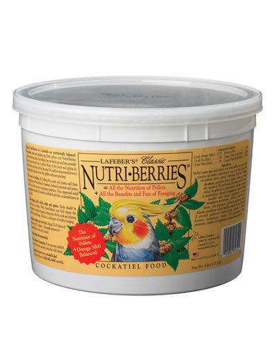 Vibrant cluster of Lafeber's Cockatiel Classic Nutri-Berries, packed with hulled seeds and grains for optimal bird nutrition.