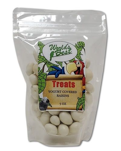 Delicious yogurt-covered raisins in a 5oz pack, showcasing plump raisins coated in a creamy, white yogurt layer.