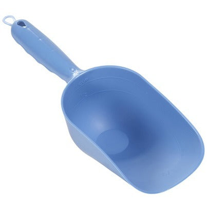 Handy 1 Cup Plastic Food Scoop in durable, clear plastic, measuring 9.5 inches long and 3 inches wide, perfect for daily use.