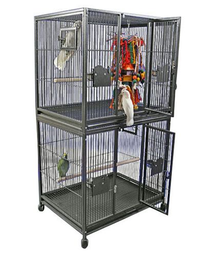Spacious 40x30 double-stack A&E bird cage with a durable, non-toxic powder-coated finish, ideal for medium-sized birds.