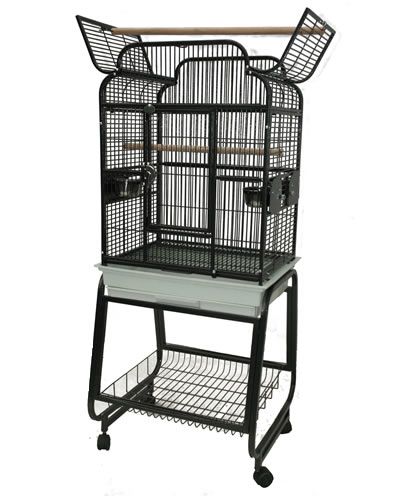 Elegant 22"x18"x54" Victorian-style bird cage with an open top, featuring a sturdy plastic base and secure locks.
