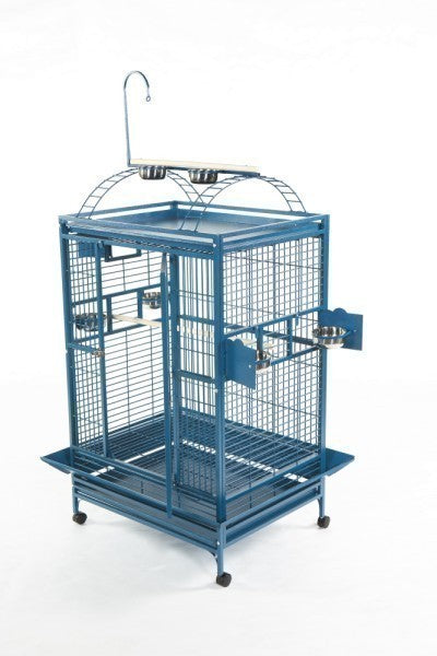 Spacious 40x30 play top bird cage by A&E, featuring a powder-coated finish, ladders, perch, and toy hook for large birds.