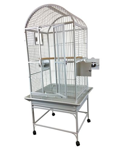 Sleek 18x18 powder-coated dome top bird cage with a safe, non-toxic finish, ideal for lovebirds and parakeets.