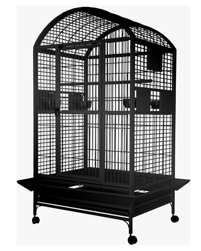 Spacious 36x28 powder-coated dome top bird cage with a durable, non-toxic finish, ideal for macaws and cockatoos.
