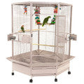 Spacious extra-large black corner bird cage with a durable, non-toxic finish, ideal for macaws and large cockatoos.