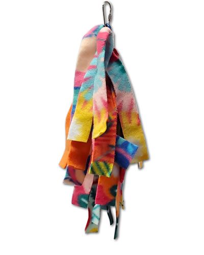 Cozy 12-inch Bird Toy Creations snuggle toy in vibrant colors, perfect for cockatiels and similar birds to cuddle with.