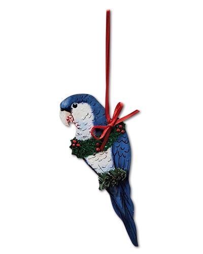 Charming Blue Quaker ornament featuring a detailed bird design in vibrant blue hues, perfect for holiday decor.