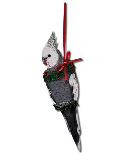 Delicate White Faced Cockatiel ornament with intricate feather details, perfect for bird lovers to display with pride.