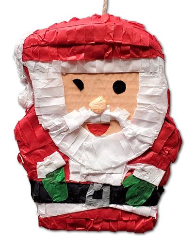 Bright and festive Christmas Santa bird toy with vibrant colors and shredable paper, perfect for foraging fun, sized 9"x6".