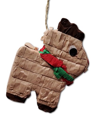 Cheerful Christmas Reindeer bird toy with a shreddable pinata head, perfect for foraging fun with medium to large birds.