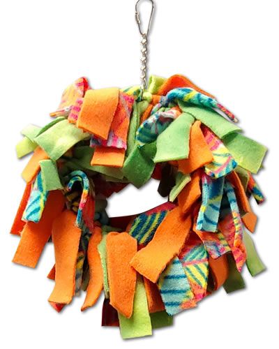 Colorful Snuggle Swing bird toy, a soft and cozy 12-inch swing designed for conures and cockatiels to play and exercise.