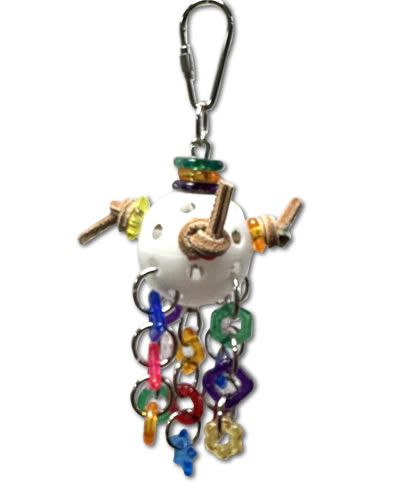 Colorful Asteroid Bird Toy with plastic, leather, and charming rings, perfect for small birds to play and explore.