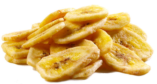 Crunchy dried banana chips in a 14lb bulk bag, perfect as a wholesome snack for birds with a sweet, tropical vibe.
