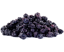 Sweet dried blueberries in a 10lb bulk pack, perfect as a tasty treat for birds with their vibrant, shriveled texture.