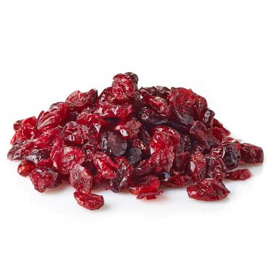 Vibrant, ruby-red dried cranberries in a 25lb bulk bag, perfect as a wholesome treat for your feathered friend.