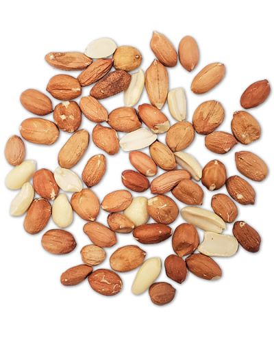 Shelled raw peanuts in bulk, showcasing a hearty pile of natural, earthy-toned nuts ready for various uses.