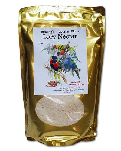 Vibrant 2lb bag of Blessing's Gourmet Blend Lory Nectar, packed with low-iron, human-grade nutrition for healthy lories.