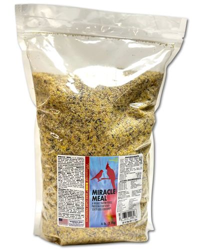 Vibrant 6lb bag of Morning Bird Miracle Meal, a nutritious, all-natural soft food blend for birds, packed with essential nutrients.