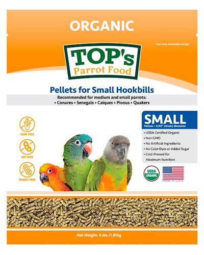 Vibrant, small parrot pellets in a 3lb bag, specially crafted for mid-size and smaller parrots like conures and quakers.