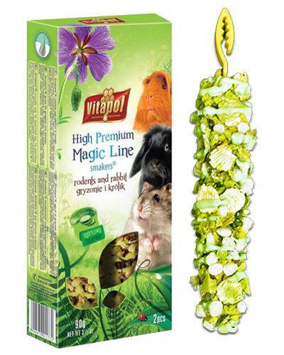 Crunchy Smakers Premium Cucumber treat sticks for small animals, packed with natural, vibrant green cucumber flavor.