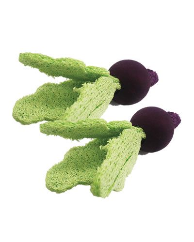 Vibrant Loofah Turnips chew toy for pets, crafted from natural loofah and colorful wooden beads, sized at 3.5" long.