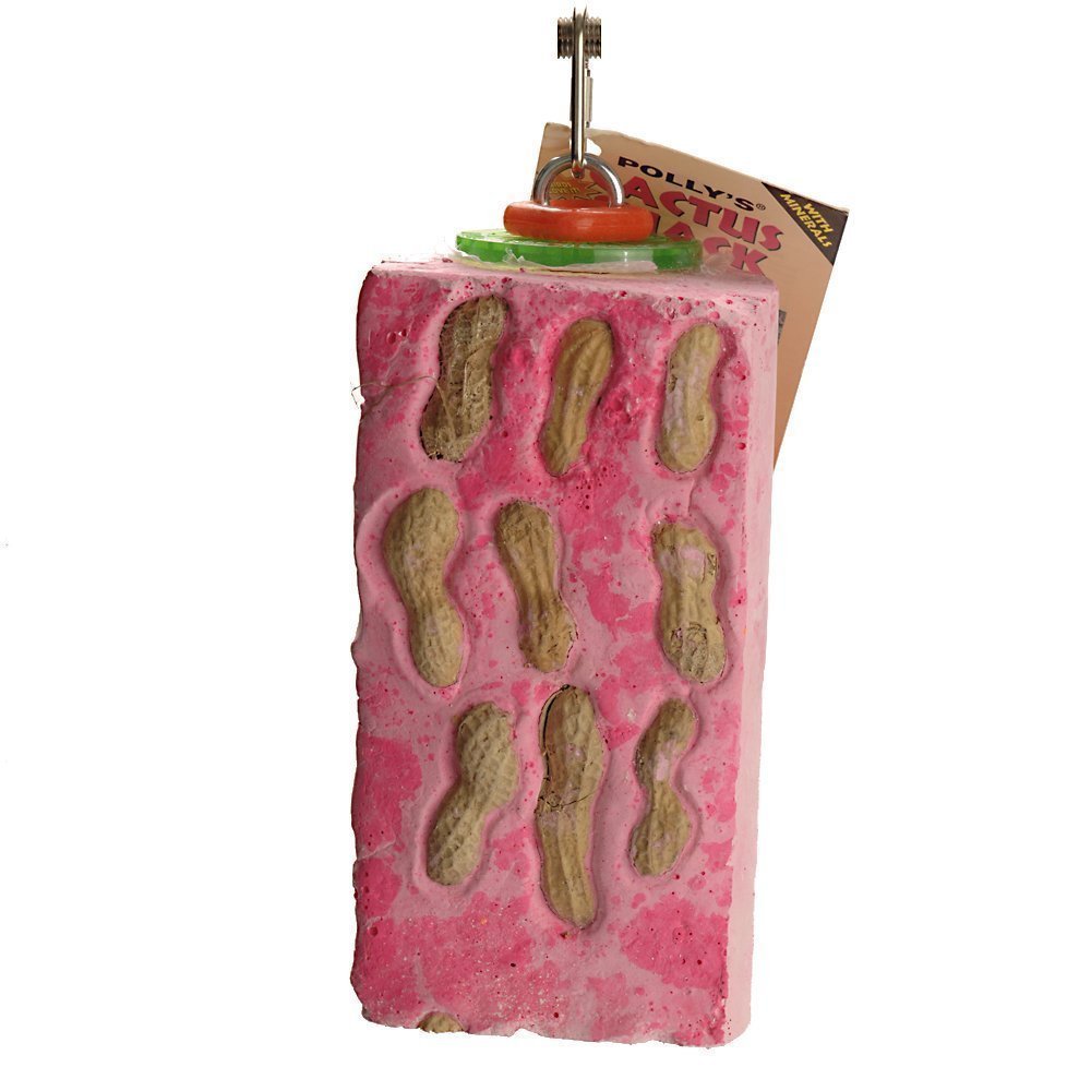 Polly's Double Slice Peanut Log, a 7" x 3.5" bird treat packed with enticing peanuts, minerals, and calcium for large birds.