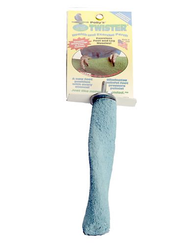 Polly's Small Twister Grooming Perch with a unique, twisted design to support bird foot health and encourage exercise.