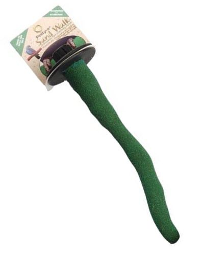 Colorful medium orthopedic sand walk perch by Polly's, designed for birds like Cockatiels, with a textured, non-slip surface.