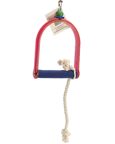 Vibrant Sand Walk Arch swing by Polly's Pet Products, featuring a natural rope and hardwood perch for birds to enjoy.