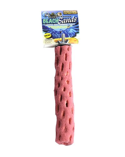 Polly's Medium Beach Sands Grooming Perch with coarse, sparkling sand texture for nail trimming and bird comfort.