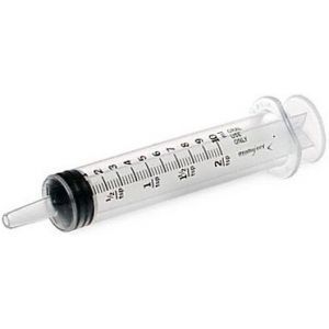 Clear 60cc hand feeding syringe from a case of 30, ideal for feeding conures to large macaws with precision and care.