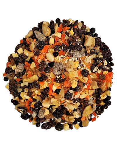 Delicious 20lb bag of Paradise Tropical Fruit Pudding III, bursting with vibrant papaya, mango, and blueberry pieces.
