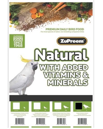 Vibrant pile of ZuPreem Natural Large Parrot Pellets, nutrient-rich bird food designed for Macaws and Cockatoos.