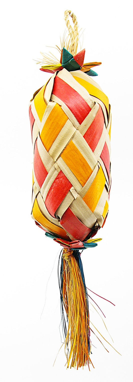 Colorful small egg-shaped piñata with vibrant paper fringes, perfect for Easter celebrations or fun party surprises.