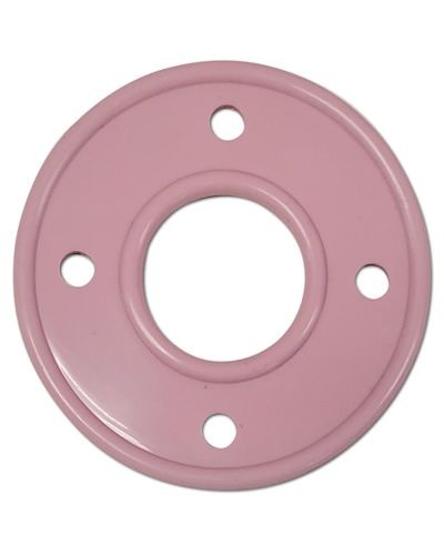 Bright and sturdy 4-1/2" plastic ring bird toy base with four evenly spaced holes for easy customization and play.