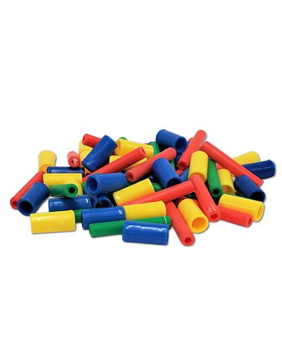 Colorful assortment of 20 plastic tubes in small and long sizes, perfect for crafts or storage, neatly arranged together.
