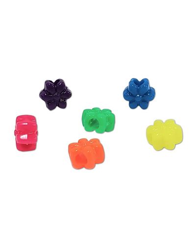 Vibrant 12mm floral pony beads in assorted colors, showcasing a mix of about 76 pieces per 1oz with a 4mm hole for crafting.