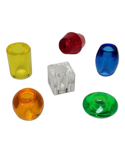Vibrant assortment of large transparent lacing beads in assorted colors, showcasing varied shapes and sizes for crafting.