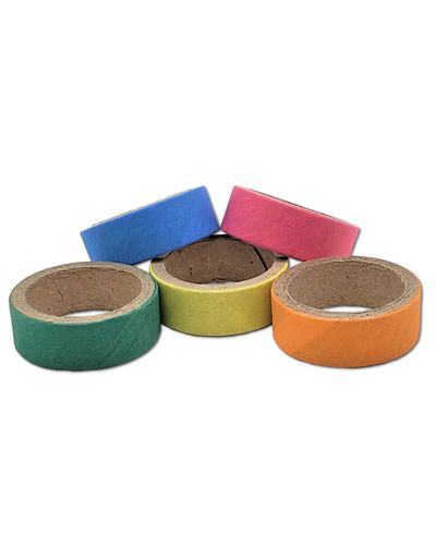 Colorful 1-inch Birdie Bagel mini rings made of recycled paperboard, perfect for birds to chew and play with.