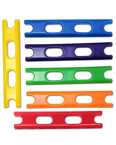 Bright plastic chunky bar toy base, measuring 6-1/4" x 1-1/4", with a hollow center, perfect for bird toys or play.