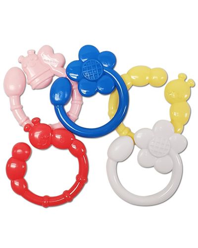 Colorful 3-inch plastic flower and bug-shaped bird toy links in assorted playful designs, perfect for pet entertainment.