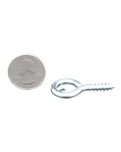 Close-up of a sturdy LG Screw Eye, a 1-5/8" long hardware piece for bird toys, showcasing its durable metal design.