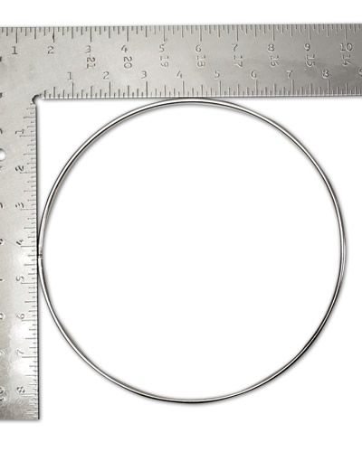 Shiny 8-inch nickel-plated welded O-ring, perfect for crafting swings, with a sturdy 4mm thickness and sleek finish.