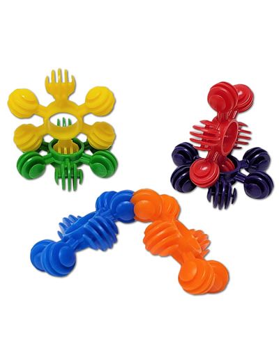 Vibrant 2-1/8" interlocking snowflake bird toy part with a unique design, available in assorted colors for playful pets.