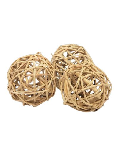 Large 6cm vine ball bird toy, crafted from 100% natural vine, showcasing a textured, round design about 2-1/4" in diameter.